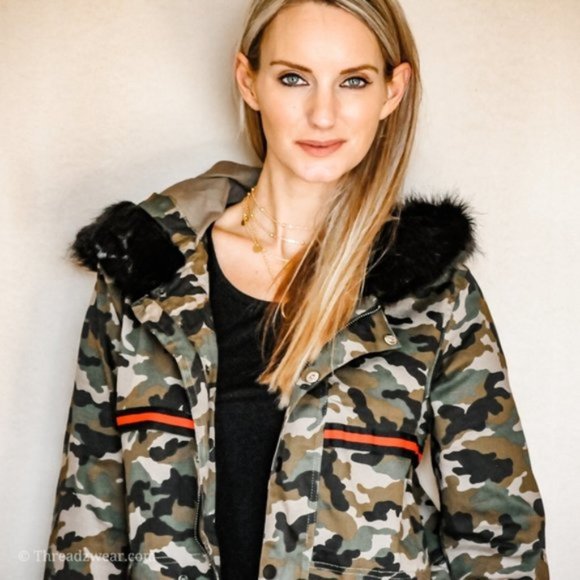 NWT Camo Jacket with Faux Fur Lined Hood - Picture 2 of 10